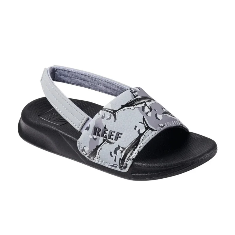 Reef Kids' One Slide Sandals -‎ Grey Camo Shark (Size 7) NWT